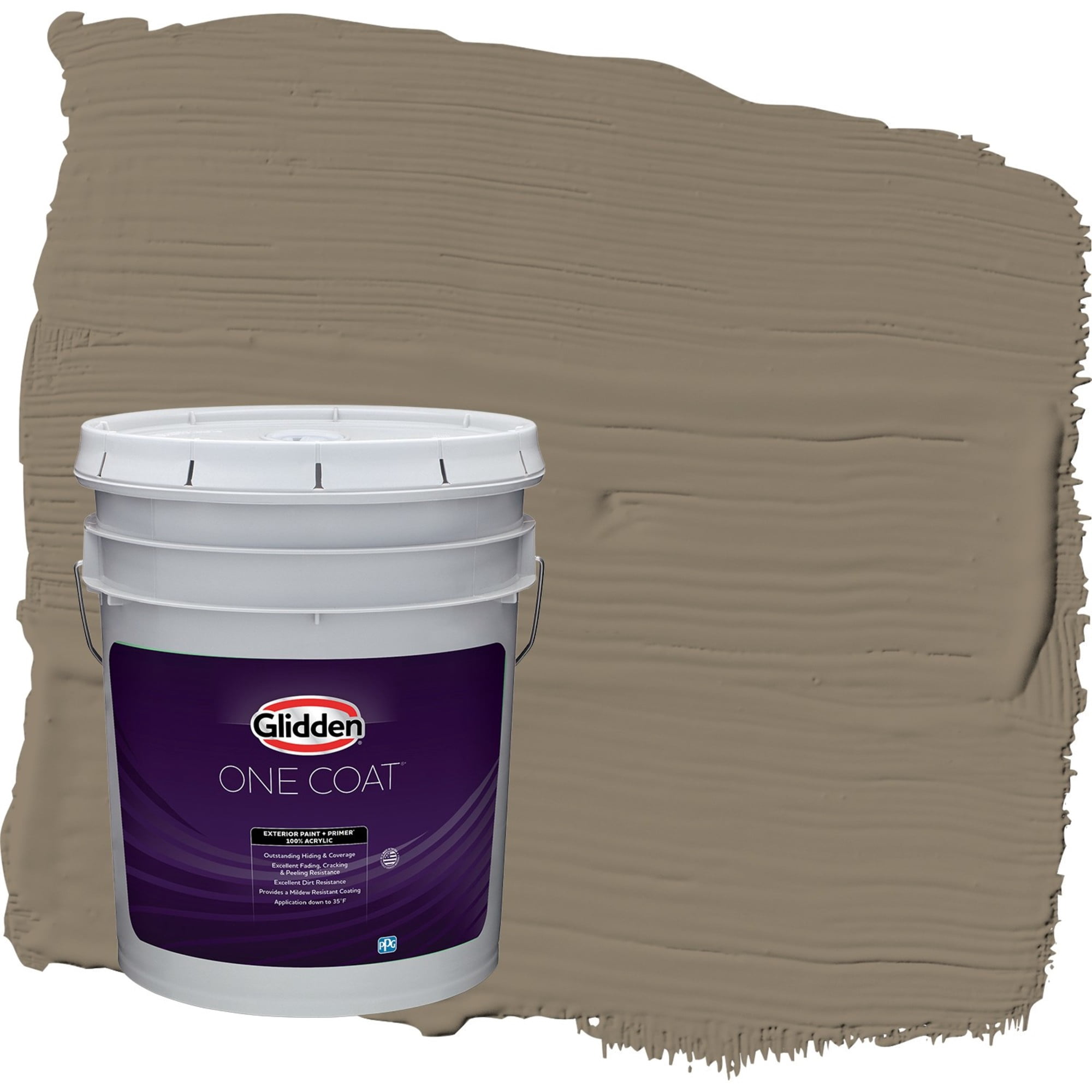Glidden One Coat Patches / Gray Semi-Gloss Exterior Paint with Primer, 5 Gallon