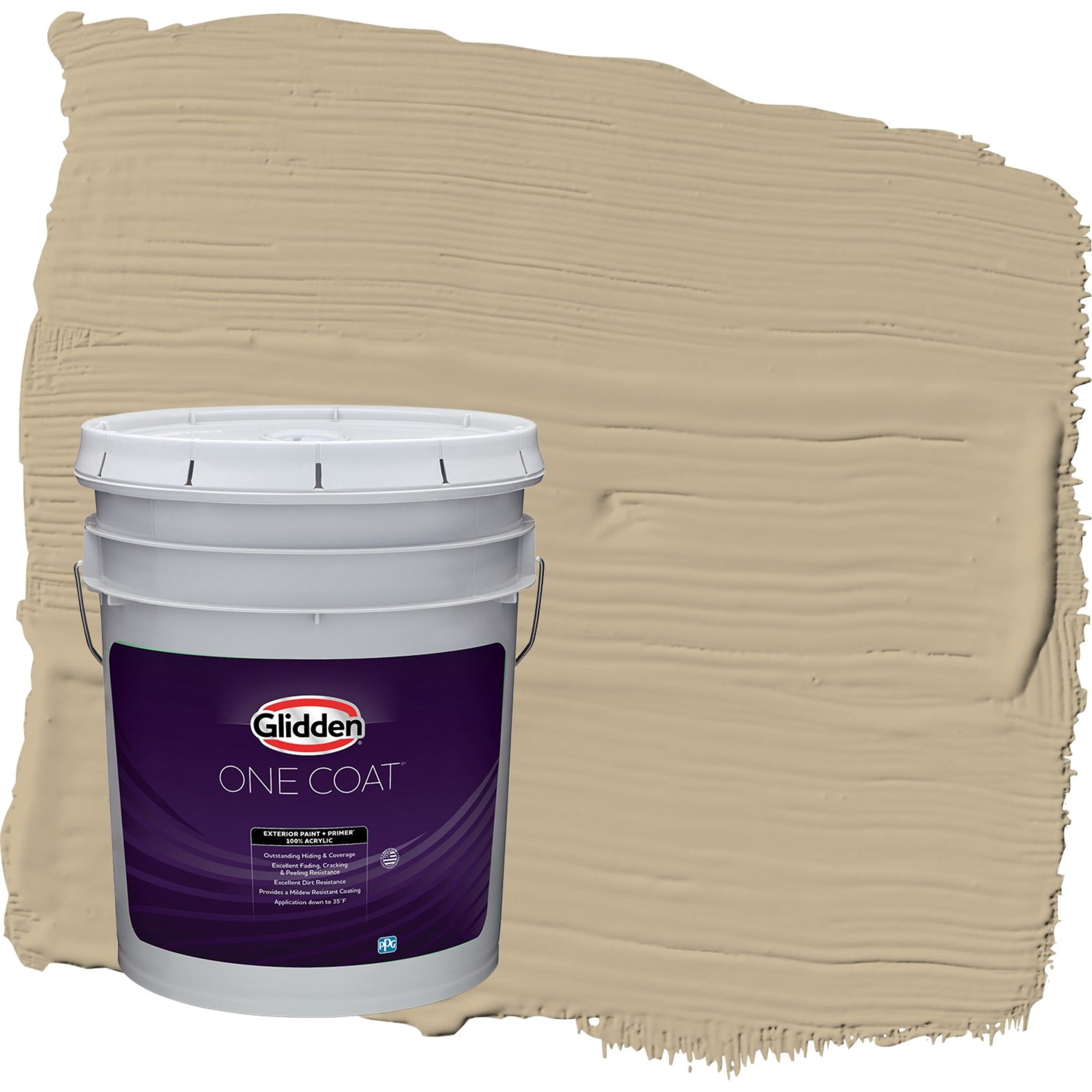 Glidden One Coat Rock Cliffs / Beige Semi-Gloss Exterior Paint with Primer, 5 Gallon