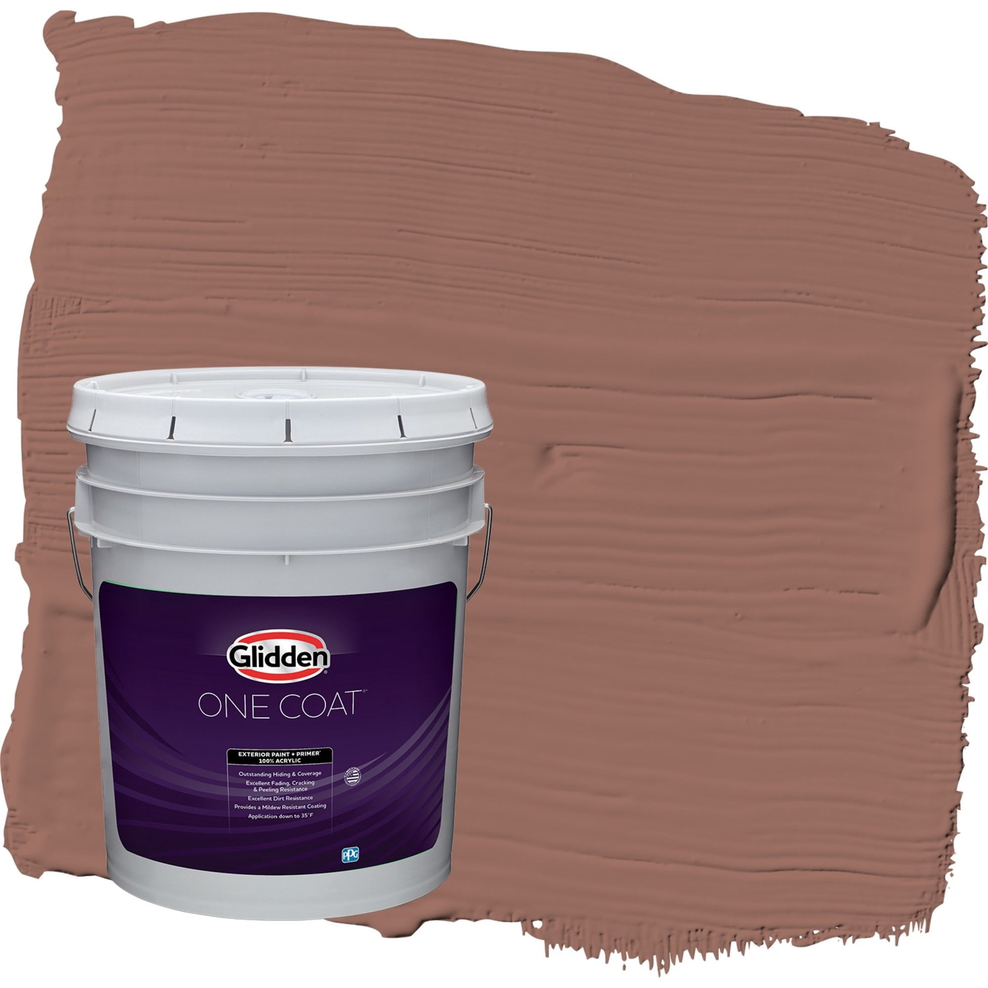 Glidden One Coat Safari Brown / Brown Semi-Gloss Exterior Paint with Primer, 5 Gallon