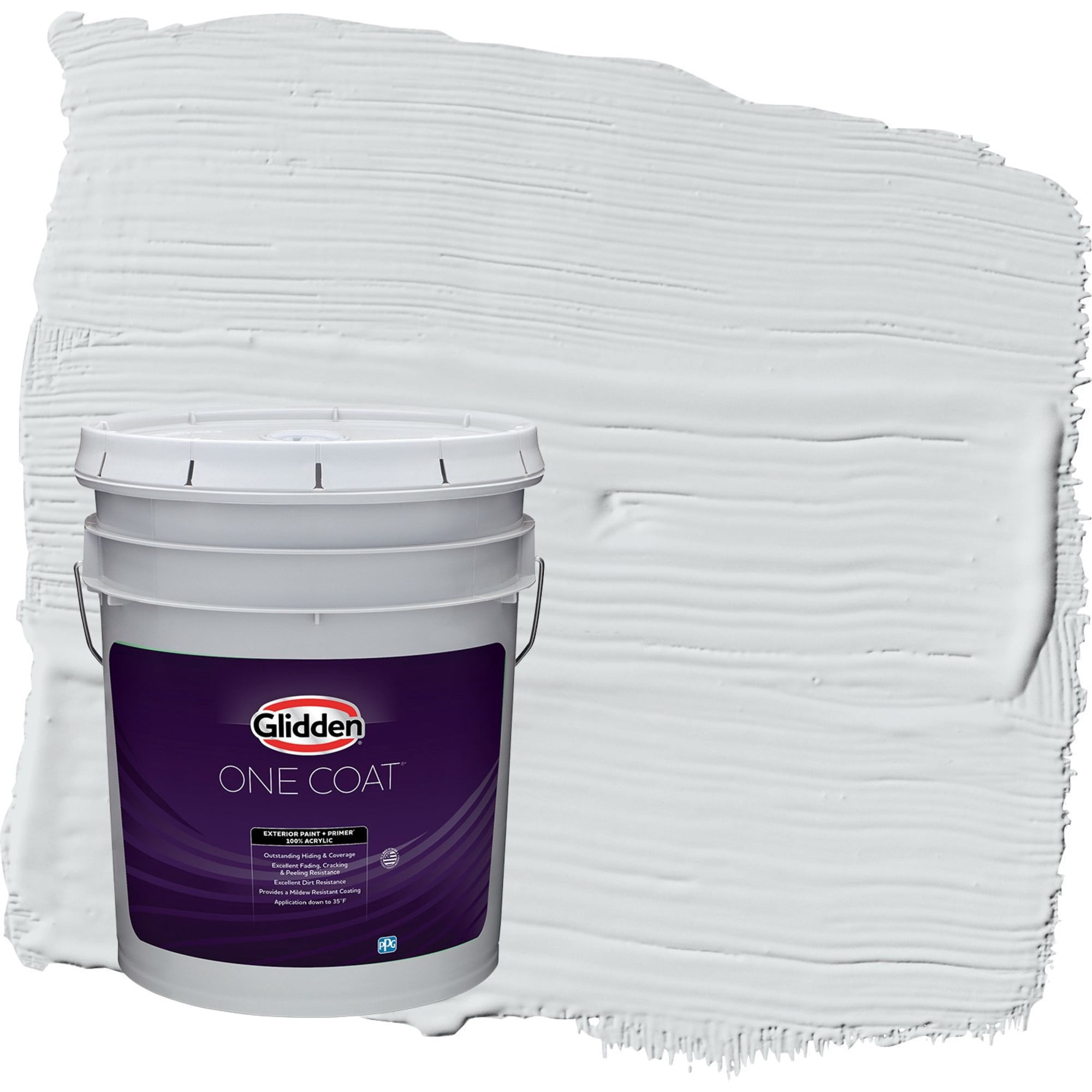 Glidden One Coat Spring Thaw / White Semi-Gloss Exterior Paint with Primer, 5 Gallon