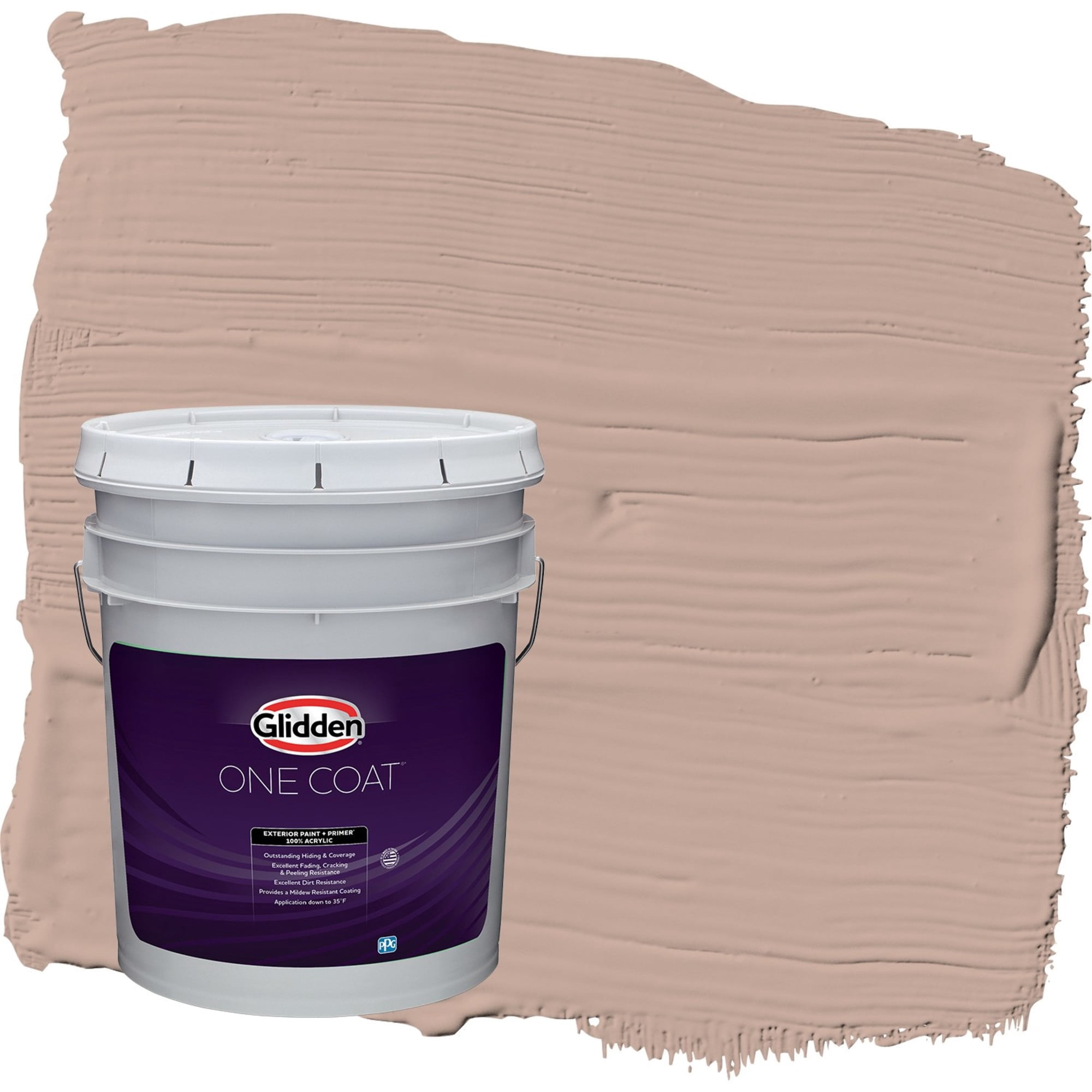 Glidden One Coat Taupe Tapestry / Beige Semi-Gloss Exterior Paint with Primer, 5 Gallon