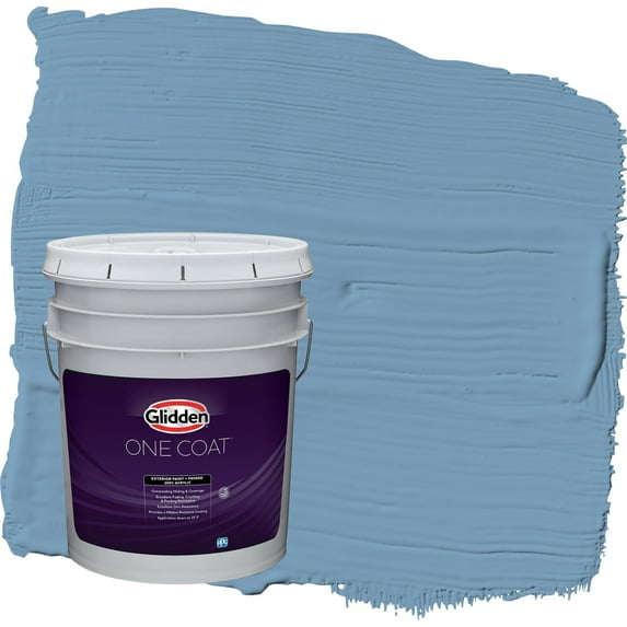 Glidden One Coat Walden Pond / Blue Semi-Gloss Exterior Paint with Primer, 5 Gallon