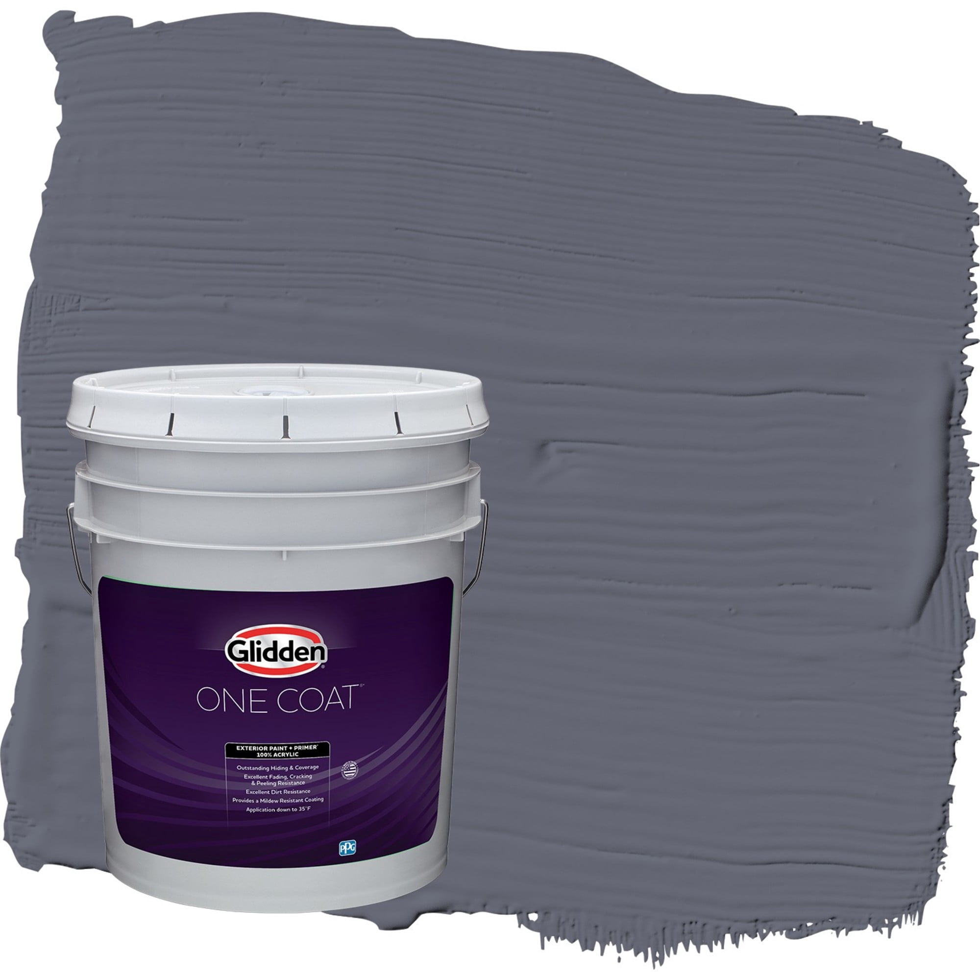 Glidden One Coat Alley Cat / Purple Flat Exterior Paint with Primer, 5 Gallon