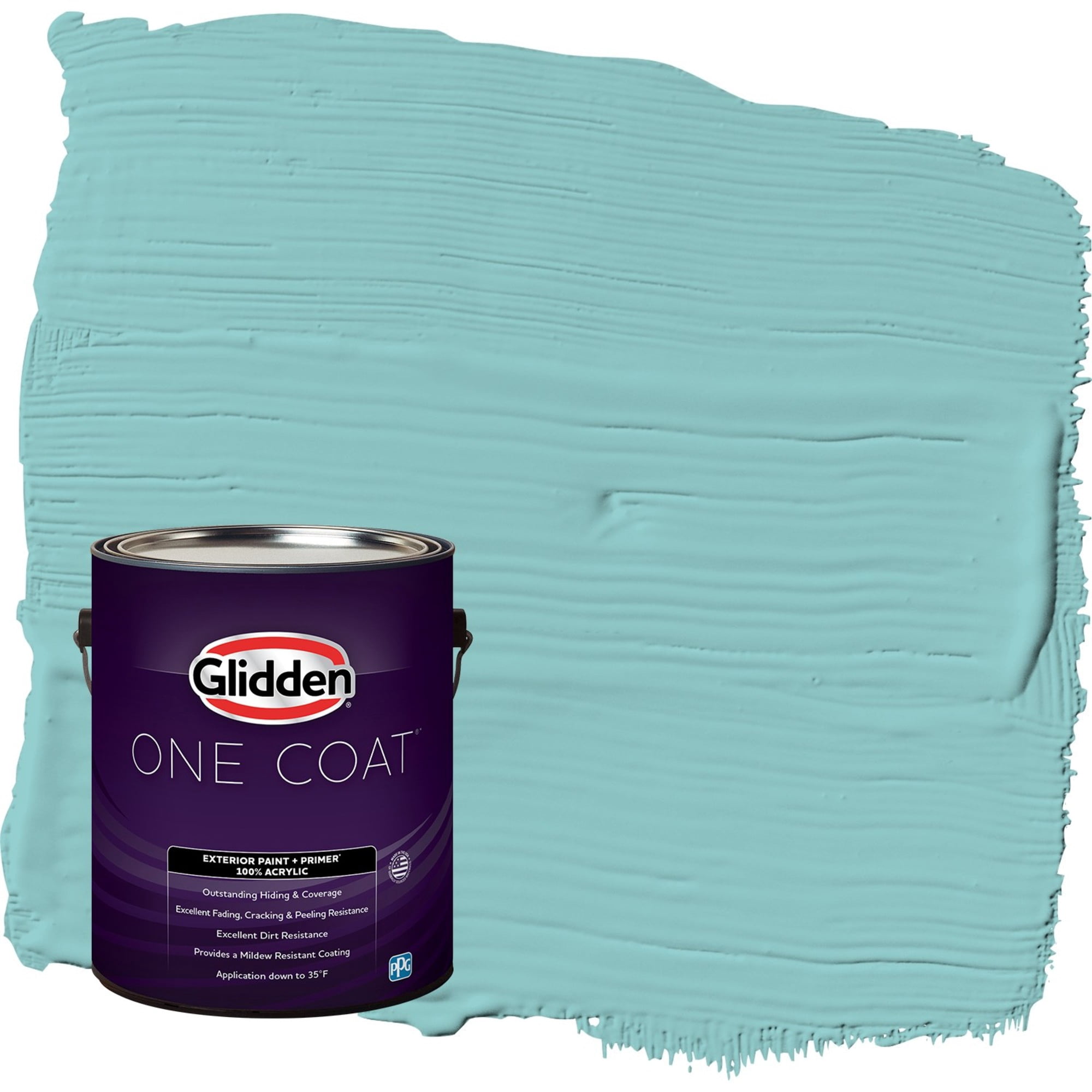Glidden One Coat Aqua Fiesta / Blue Flat Exterior Paint with Primer, 1 Gallon