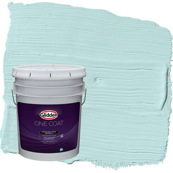 Glidden One Coat Aqua Whisper / Blue Flat Exterior Paint with Primer, 5 Gallon