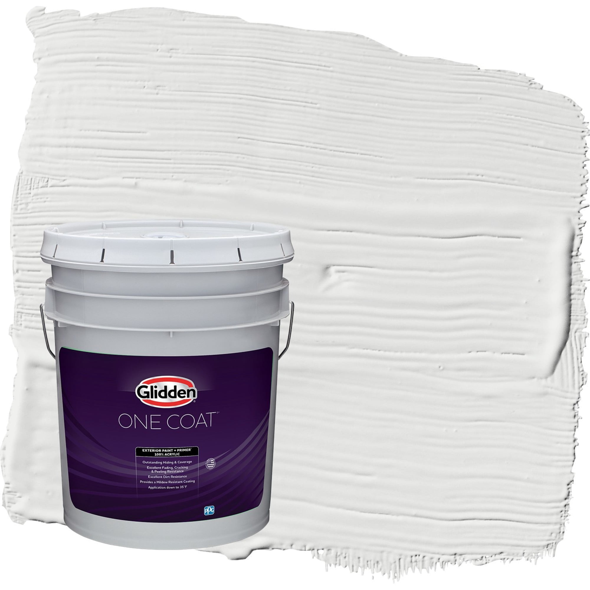 Glidden One Coat Aria / White Satin Exterior Paint with Primer, 5 Gallon