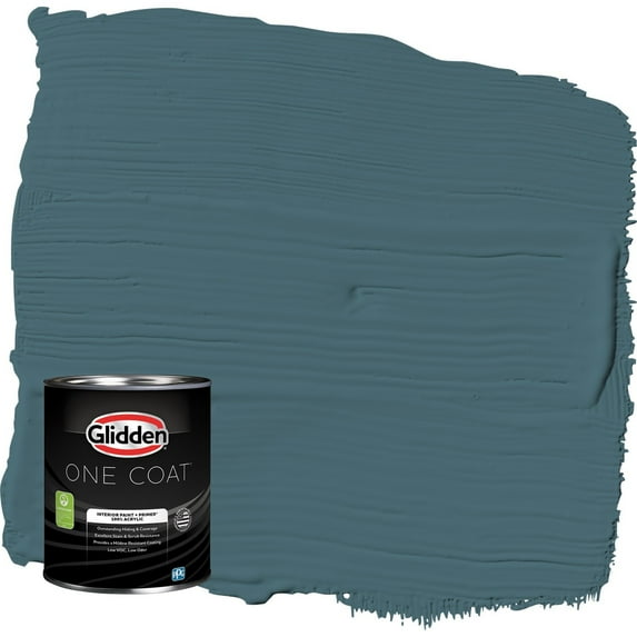 Glidden One Coat Azalea Leaf / Blue Eggshell Interior Paint with Primer, 1 Quart