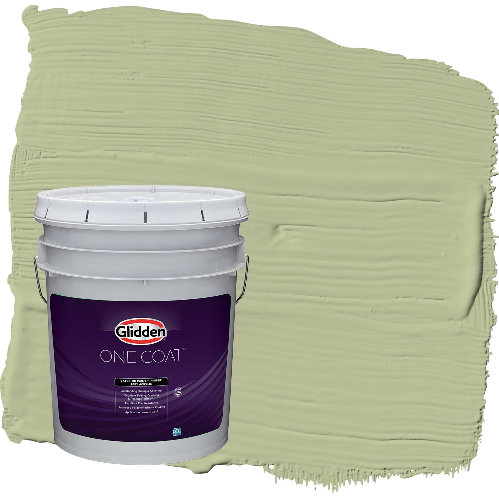 Glidden One Coat Bahia Grass / Green Satin Exterior Paint with Primer, 5 Gallon