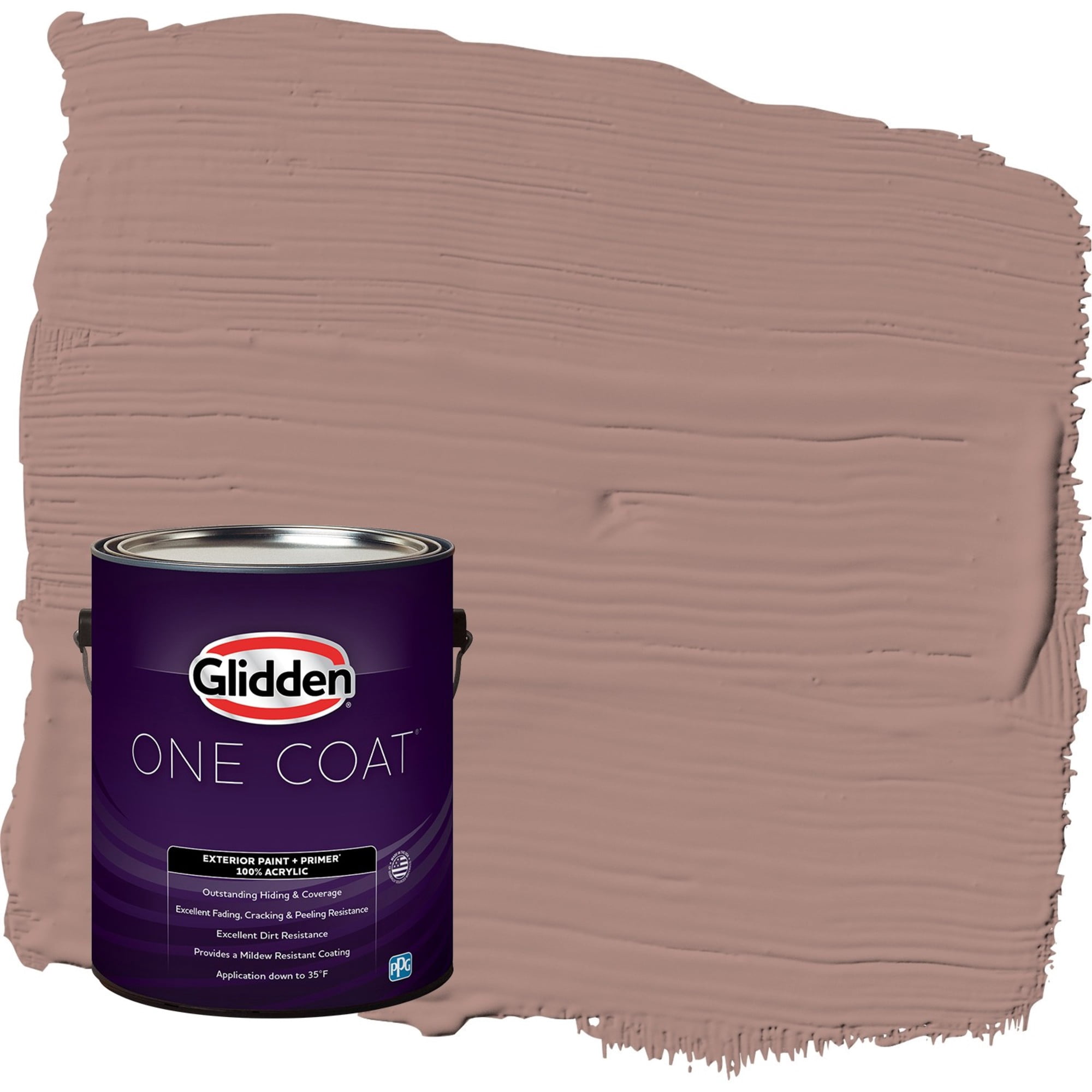 Glidden One Coat Bedford Brown / Red Flat Exterior Paint with Primer, 1 Gallon