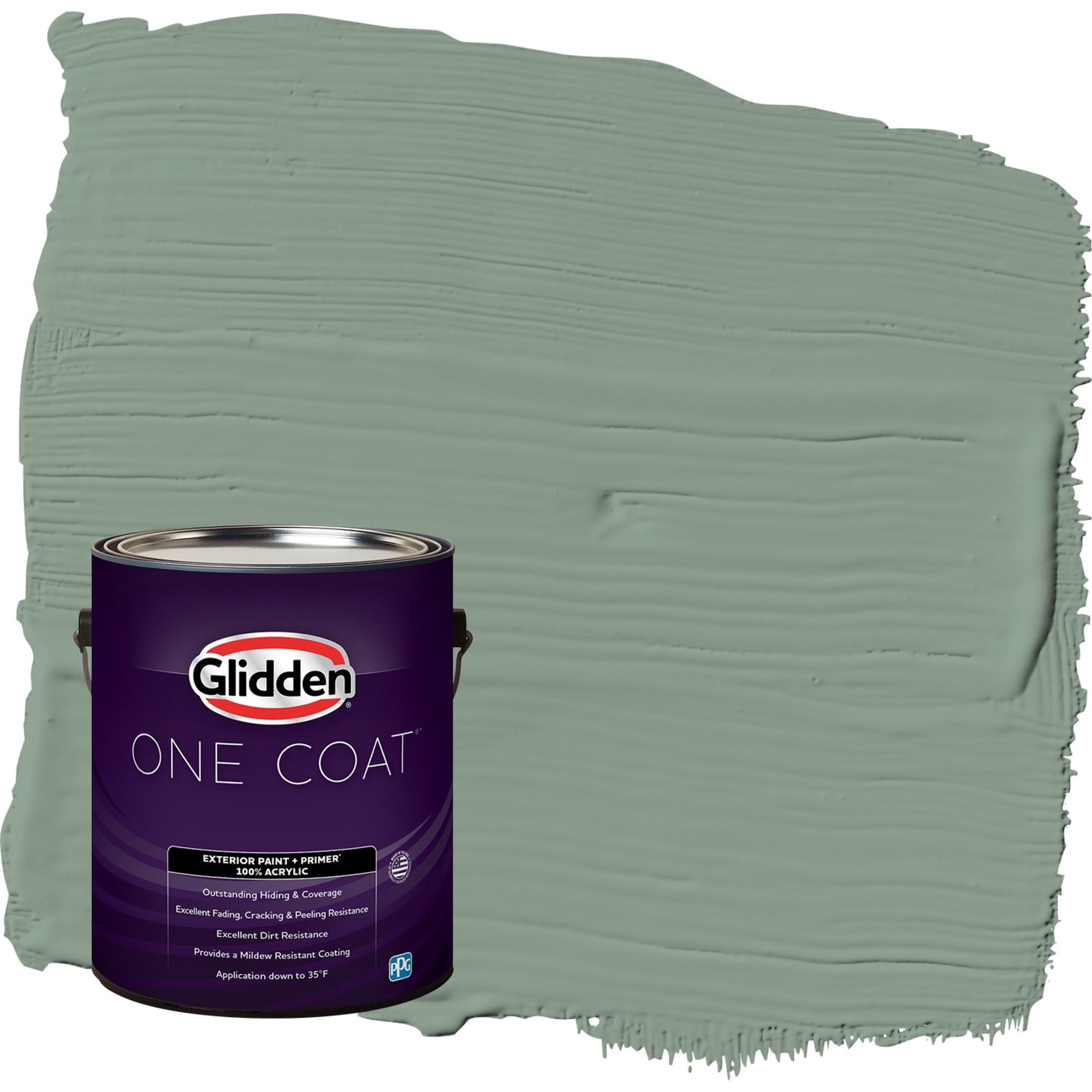 Glidden One Coat Birch Forest / Green Flat Exterior Paint with Primer, 1 Gallon