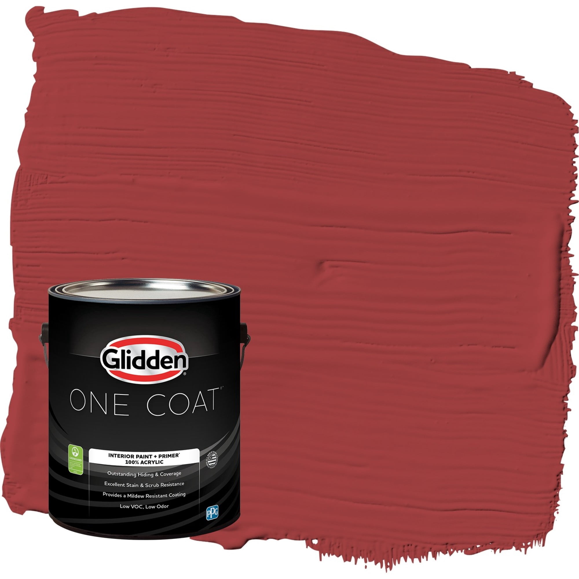 Glidden One Coat Blaze / Red Eggshell Interior Paint with Primer, 1 Gallon