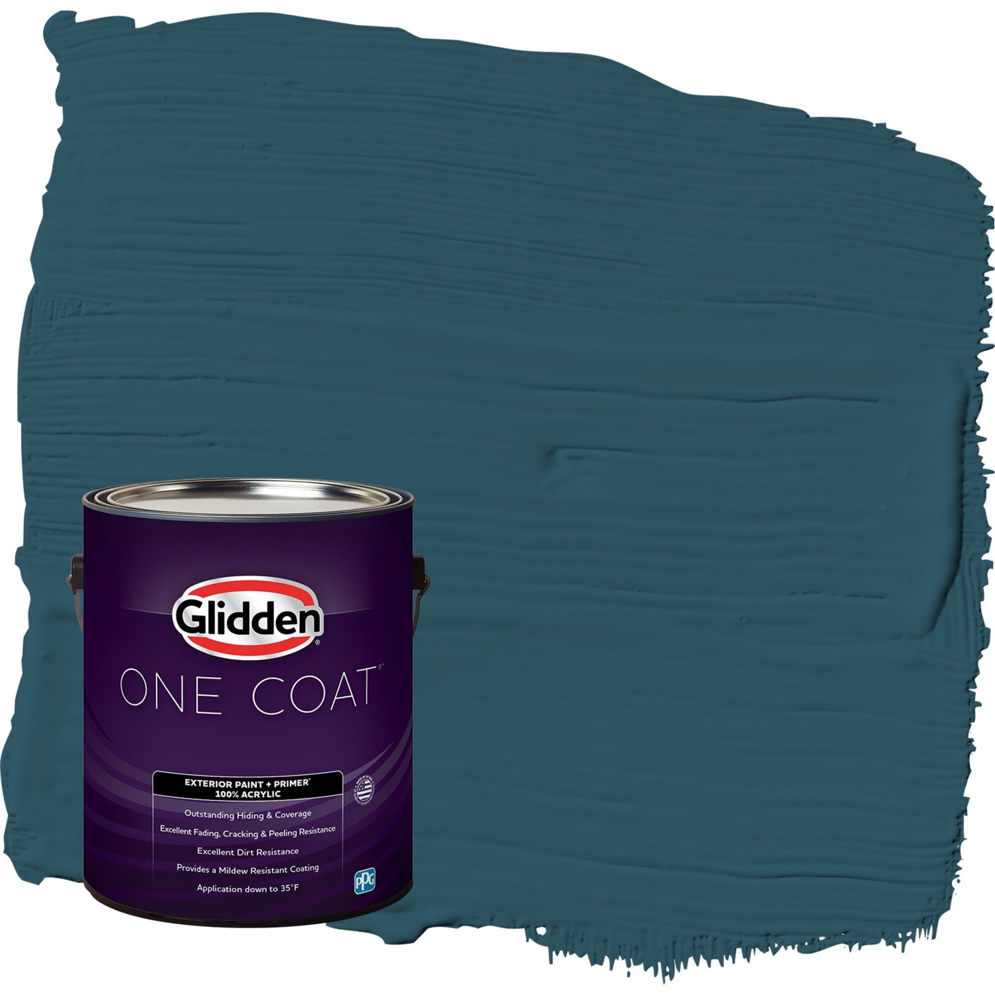 Glidden One Coat Blue Bayberry / Green Flat Exterior Paint with Primer, 1 Gallon