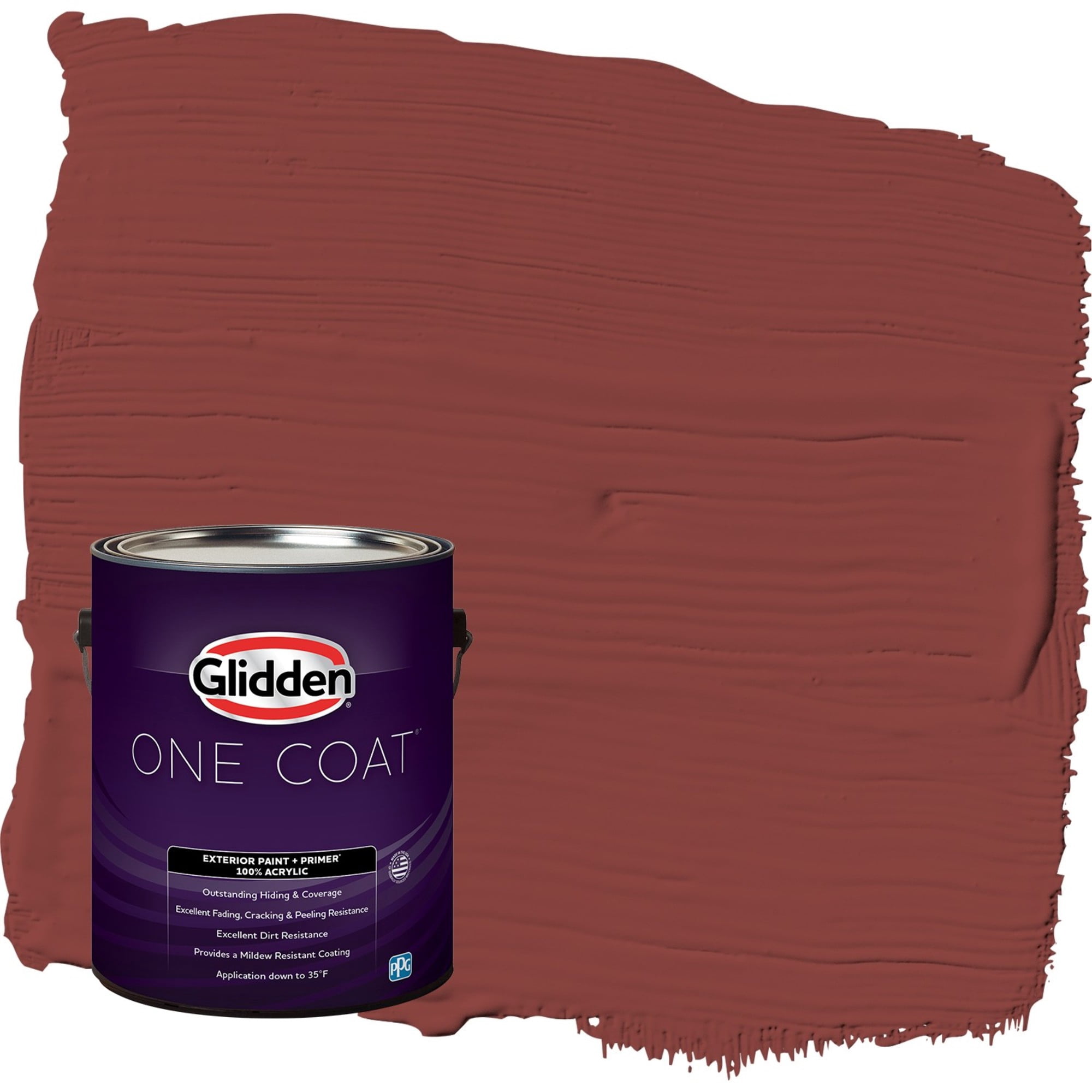 Glidden One Coat Brick Dust / Red Satin Exterior Paint with Primer, 1 Gallon