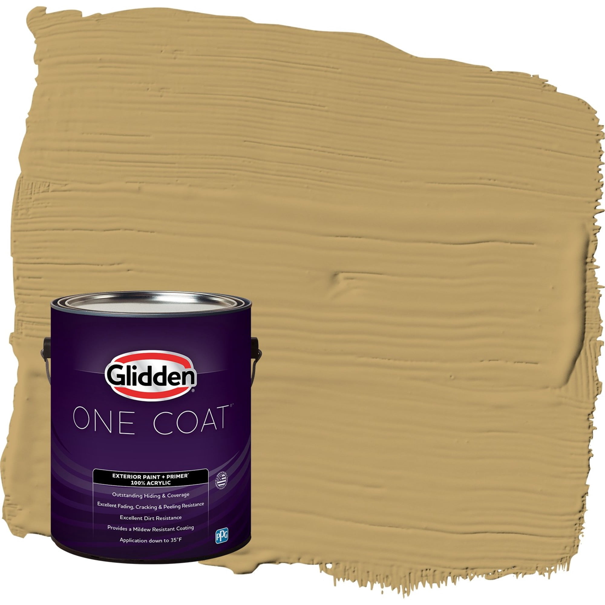 Glidden One Coat Buffalo Hide / Yellow Flat Exterior Paint with Primer, 1 Gallon