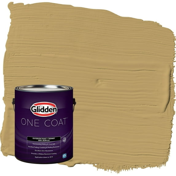 Glidden One Coat Buffalo Hide / Yellow Flat Exterior Paint with Primer, 1 Gallon
