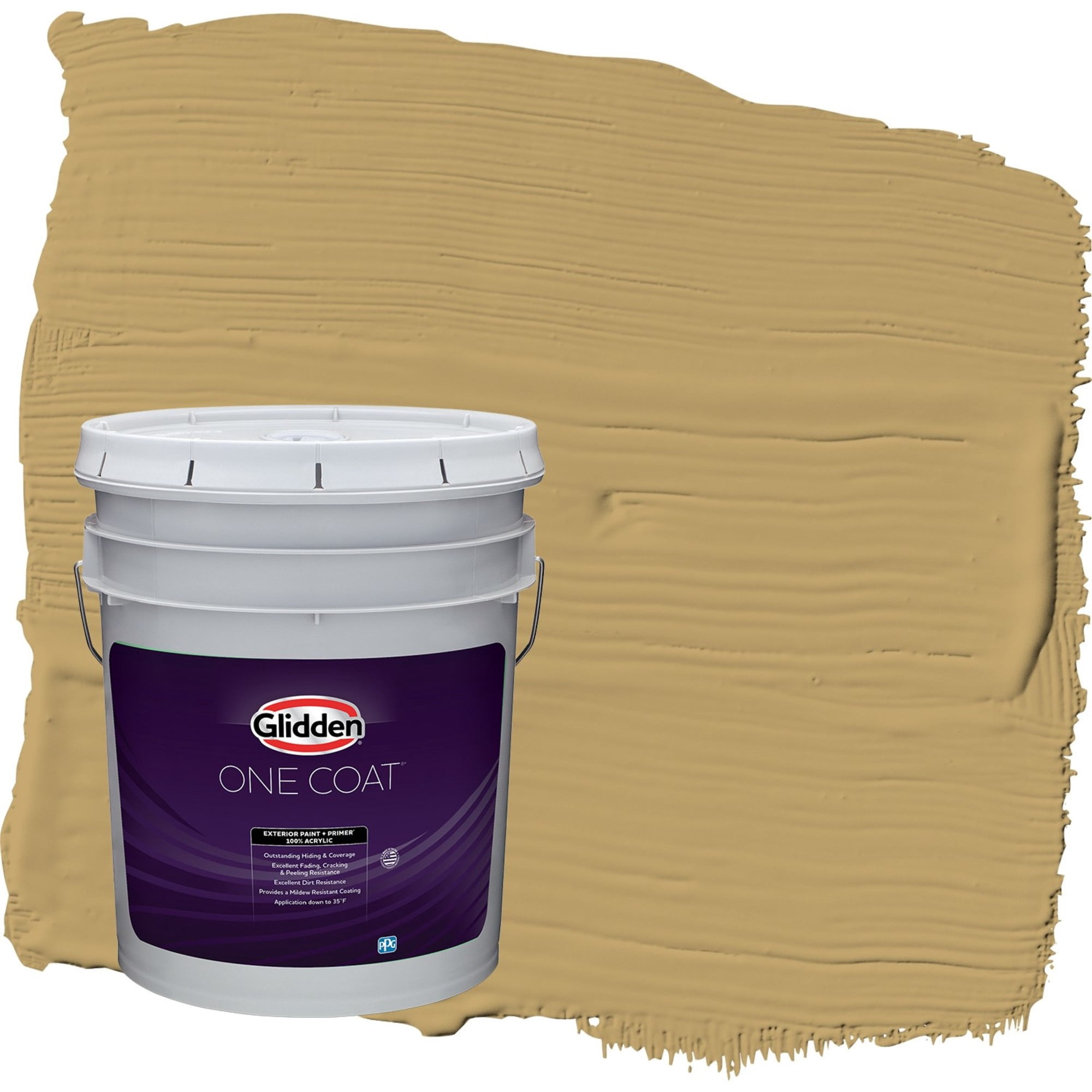 Glidden One Coat Buffalo Hide / Yellow Flat Exterior Paint with Primer, 5 Gallon