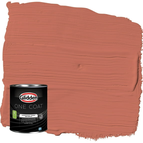 Glidden One Coat Cajun Spice / Orange Flat Interior Paint with Primer, 1 Quart