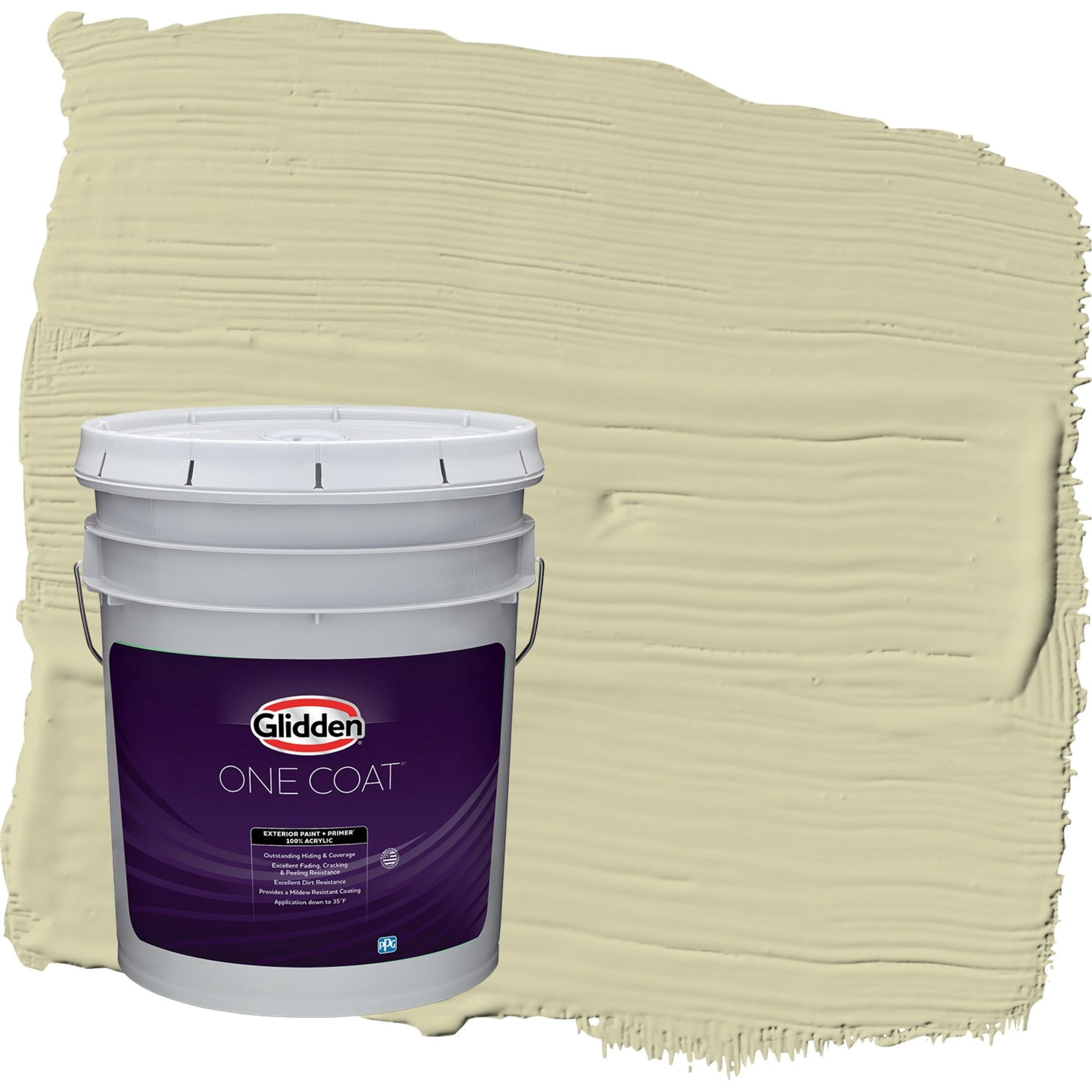Glidden One Coat Canary Grass / Green Flat Exterior Paint with Primer, 5 Gallon