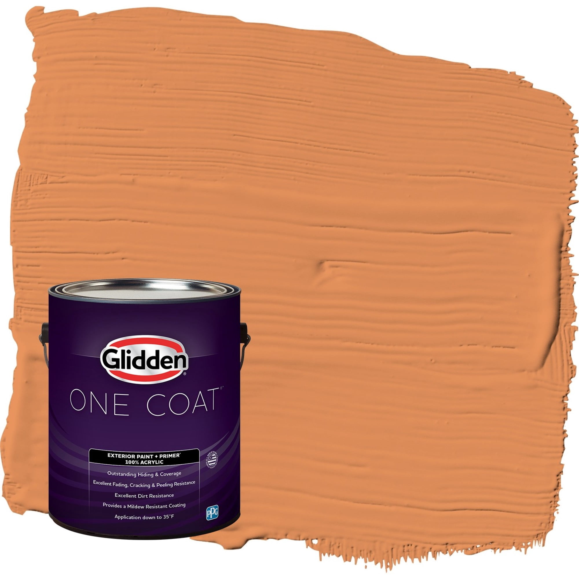 Glidden One Coat Carrot Cake / Orange Eggshell Interior Paint with Primer, 1 Gallon