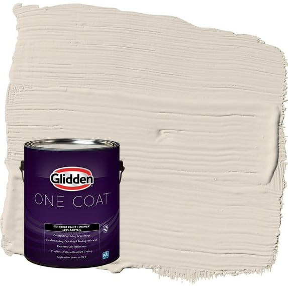 Glidden One Coat Casual Elegance / Beige Flat Exterior Paint with Primer, 1 Gallon