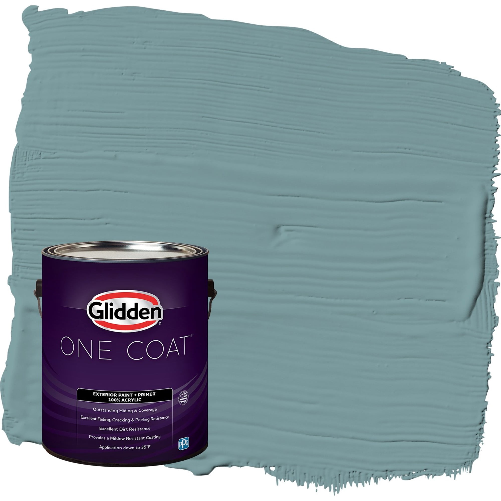 Glidden One Coat Cathedral Glass / Aqua Flat Exterior Paint with Primer, 1 Gallon