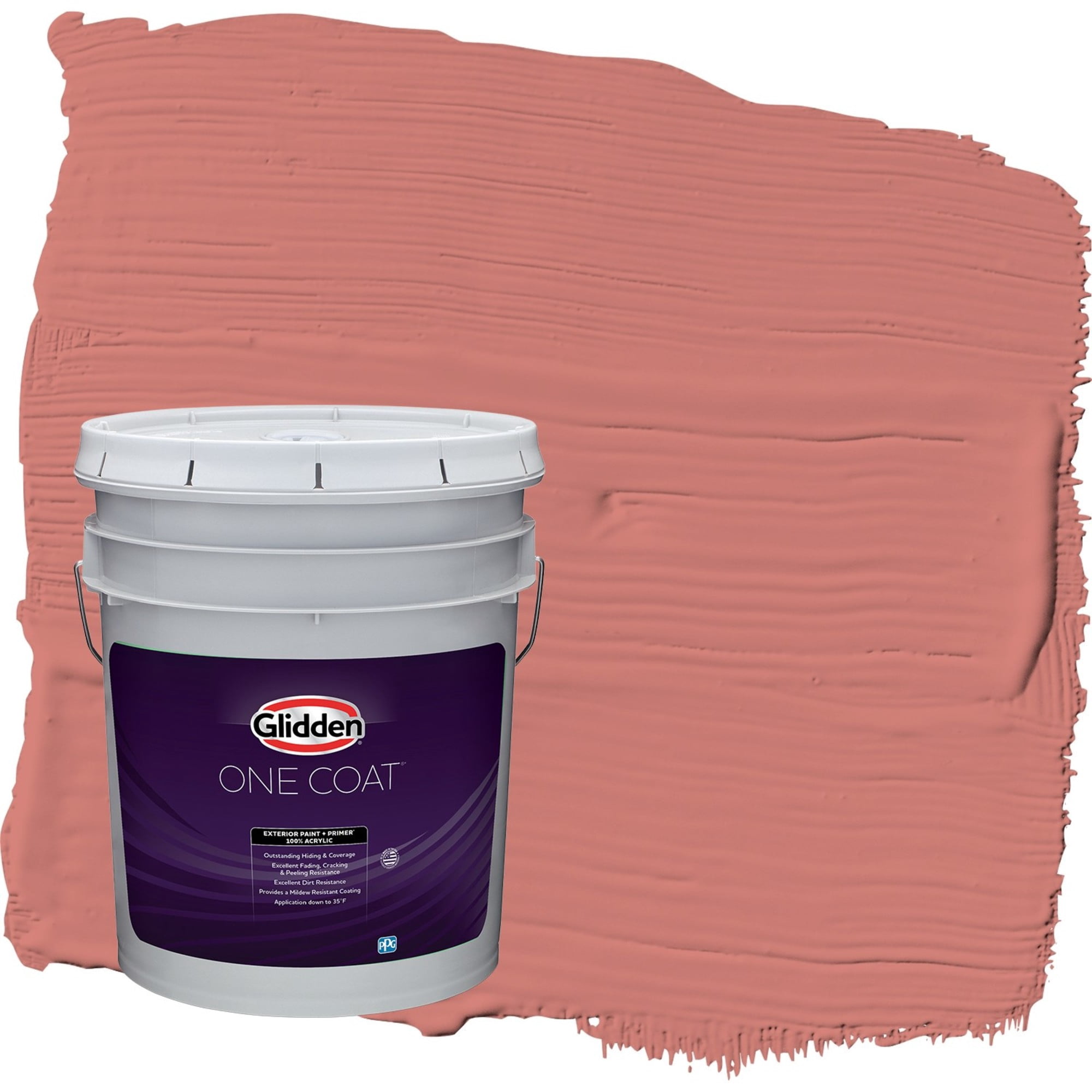 Glidden One Coat Chili Pepper / Red Flat Exterior Paint with Primer, 5 Gallon