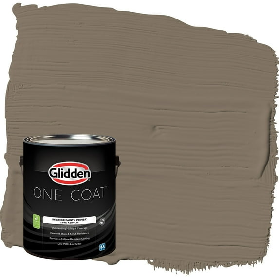 Glidden One Coat Clam Shell / Beige Flat Interior Paint with Primer, 1 Gallon