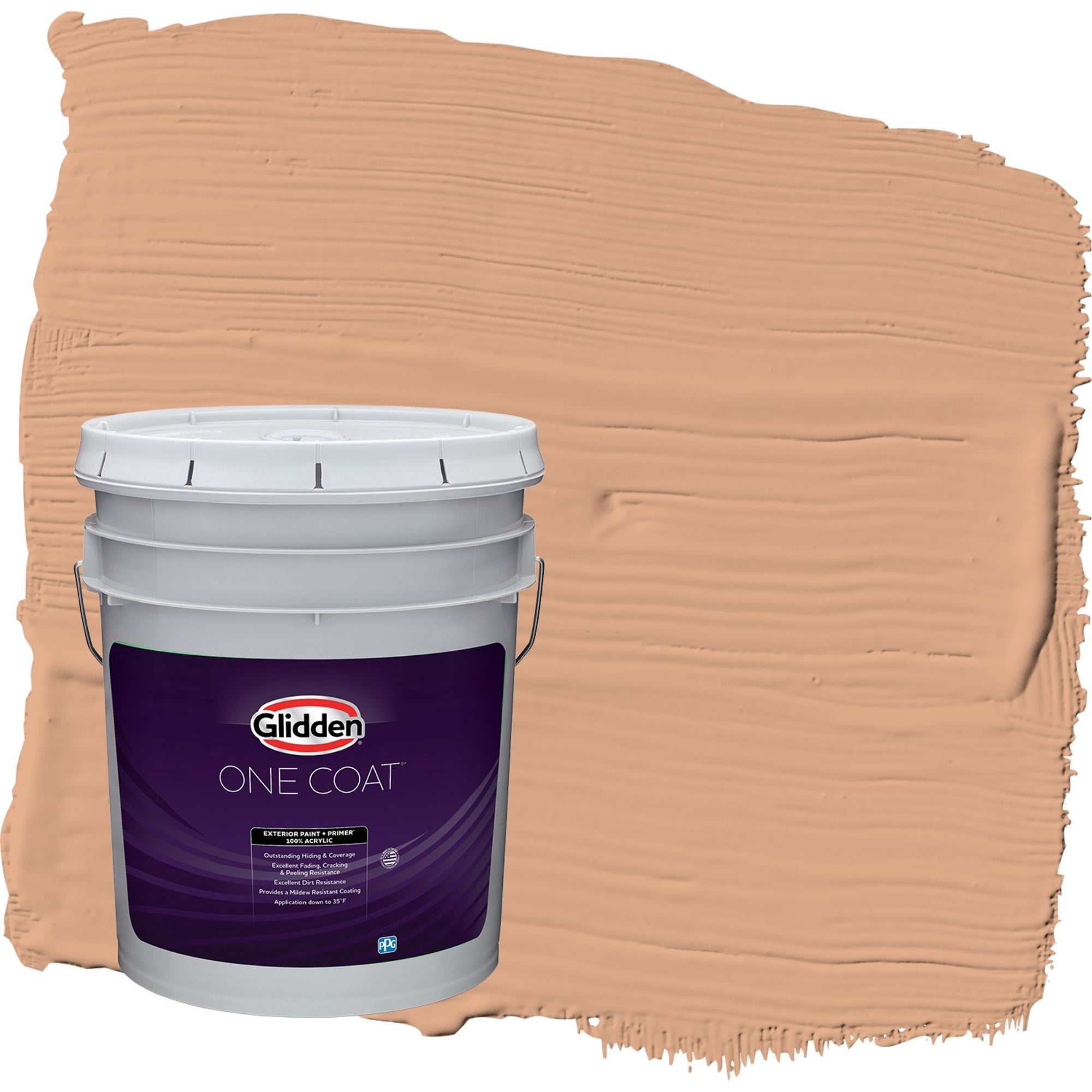 Glidden One Coat Clay Fire / Orange Flat Exterior Paint with Primer, 5 Gallon