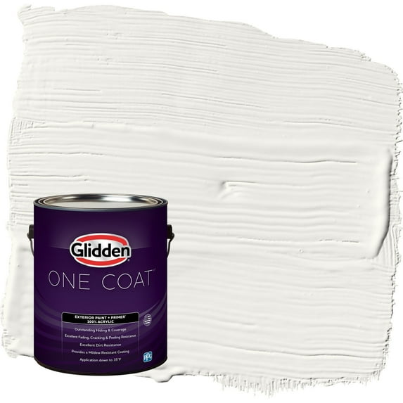 Glidden One Coat Commercial White / White Satin Exterior Paint with Primer, 1 Gallon