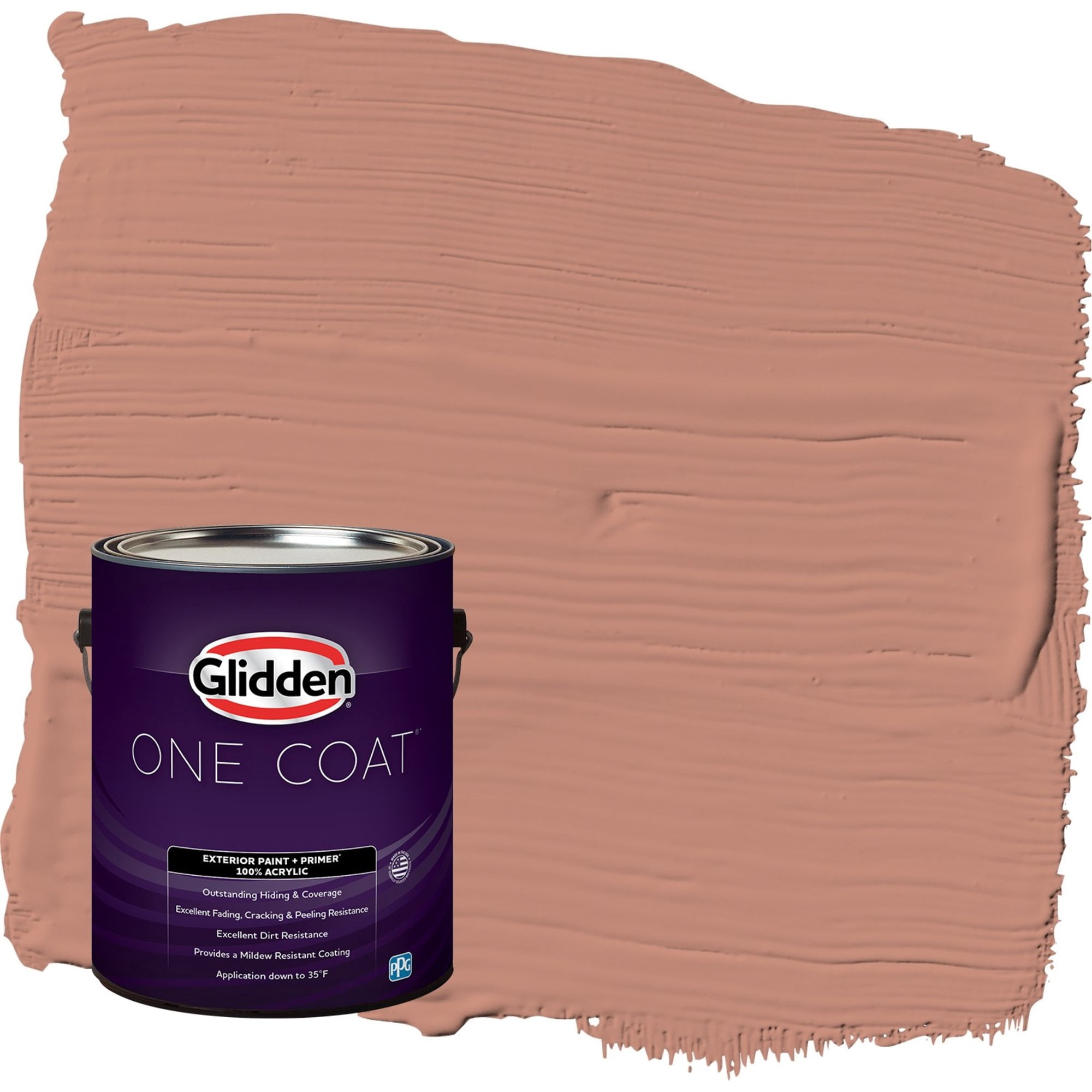 Glidden One Coat Copper Trail / Orange Satin Exterior Paint with Primer, 1 Gallon