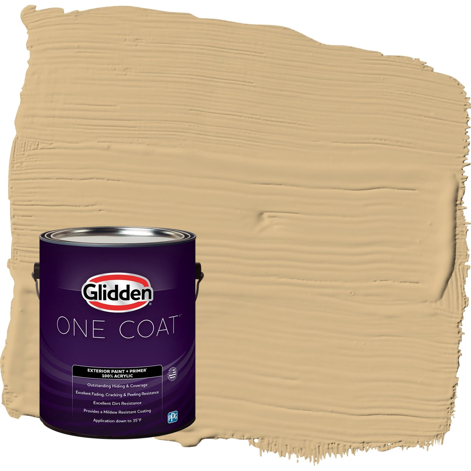 Glidden One Coat Craftsman Gold / Yellow Flat Exterior Paint with Primer, 1 Gallon