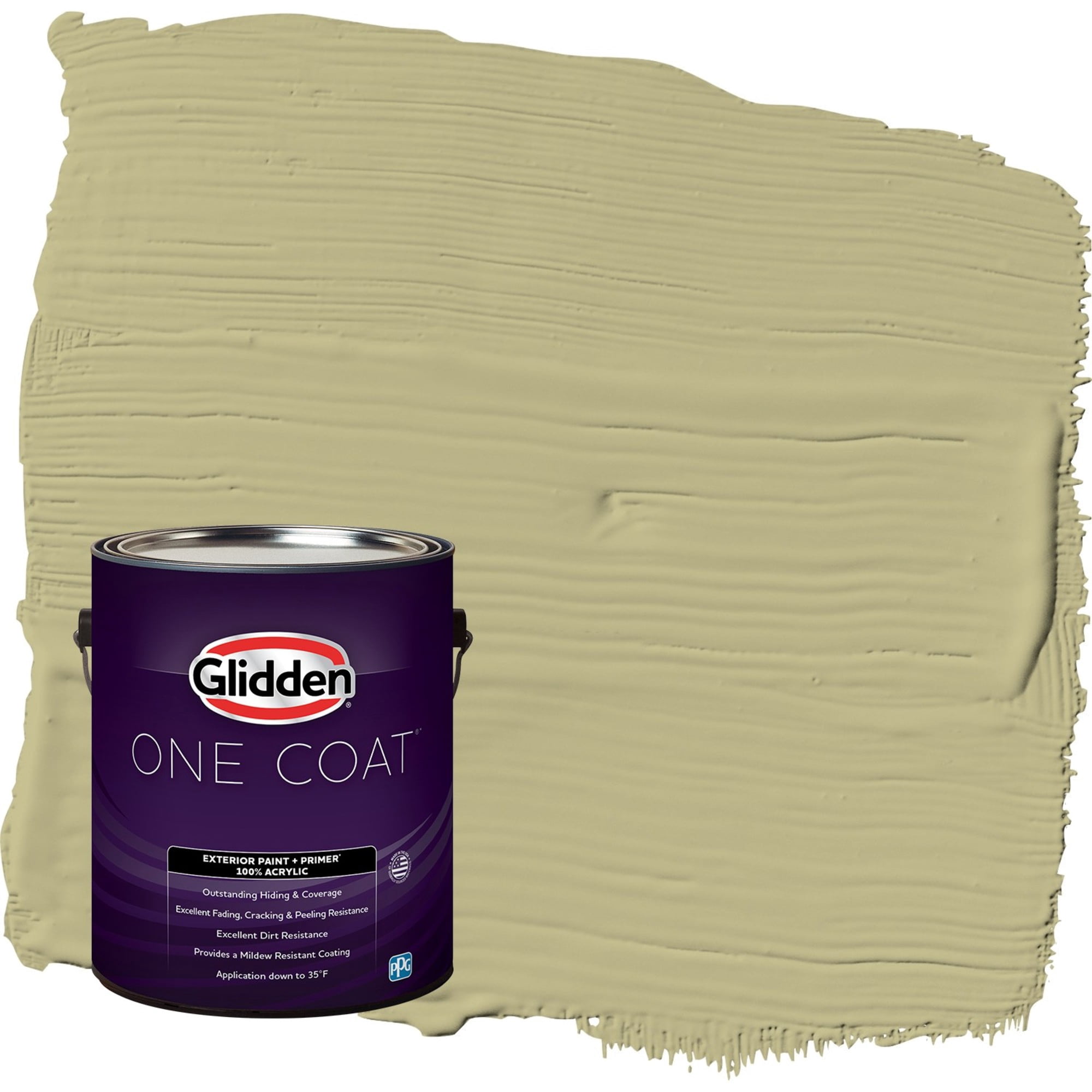 Glidden One Coat Cress Green / Green Satin Exterior Paint with Primer, 1 Gallon