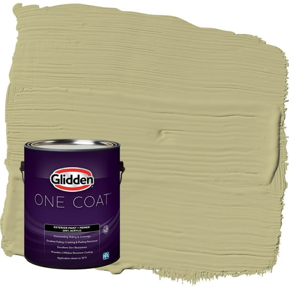 Glidden One Coat Cress Green / Green Satin Exterior Paint with Primer, 1 Gallon