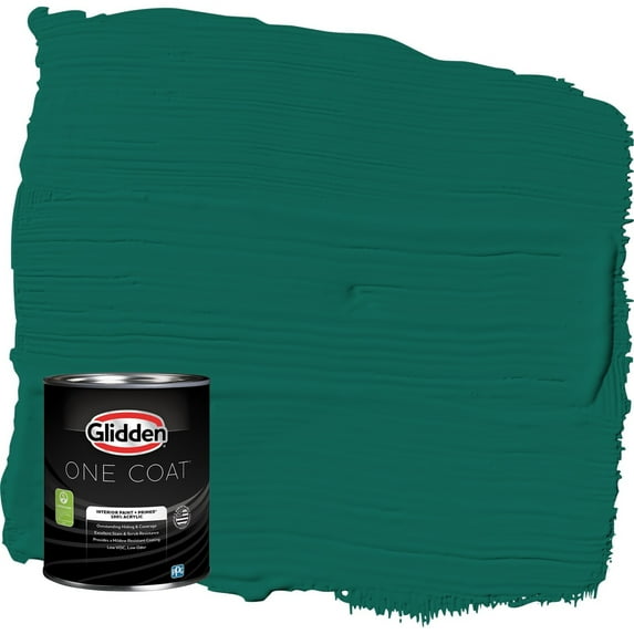 Glidden One Coat Deep Veridian / Green Eggshell Interior Paint with Primer, 1 Quart