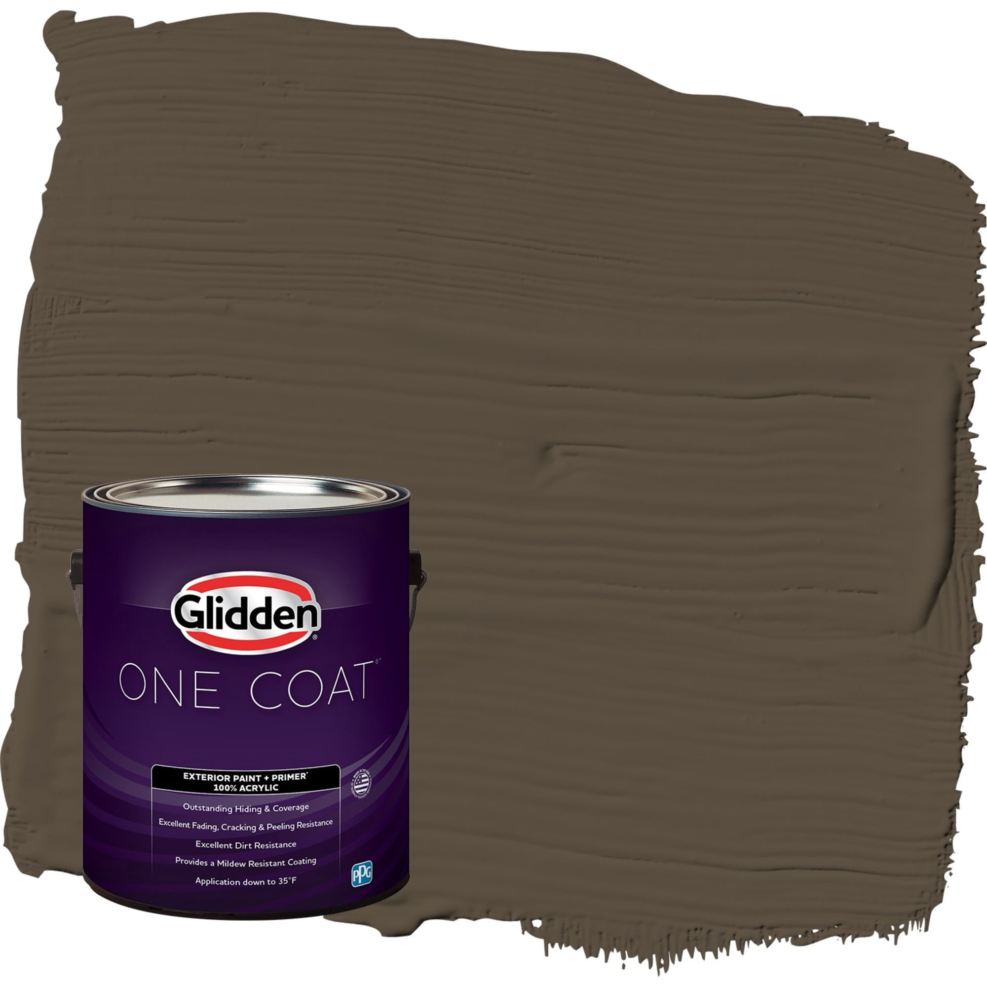 Glidden One Coat Afternoon Tea / Brown Semi-Gloss Exterior Paint with Primer, 1 Gallon