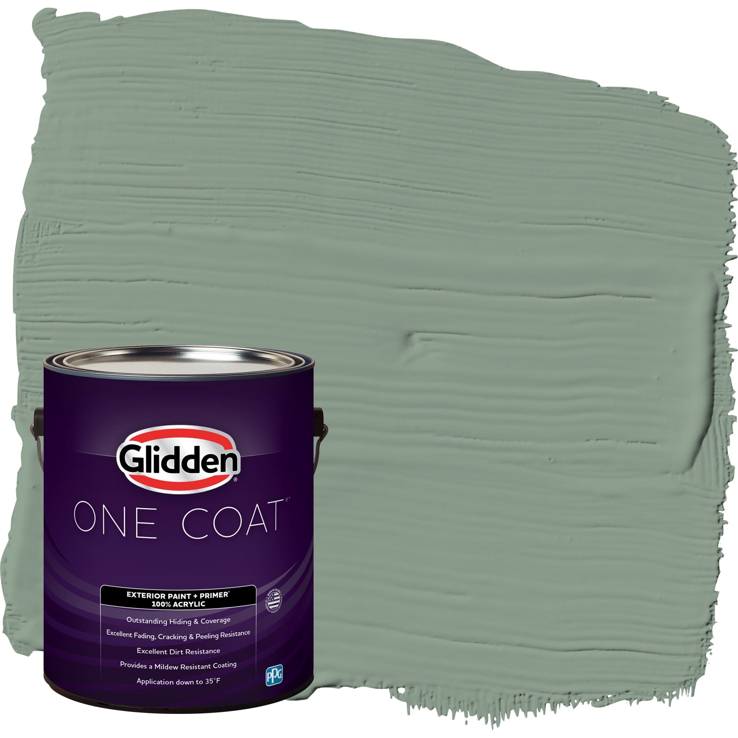 Glidden One Coat Exterior Paint + Primer Birch Forest / Green, Flat, 1
