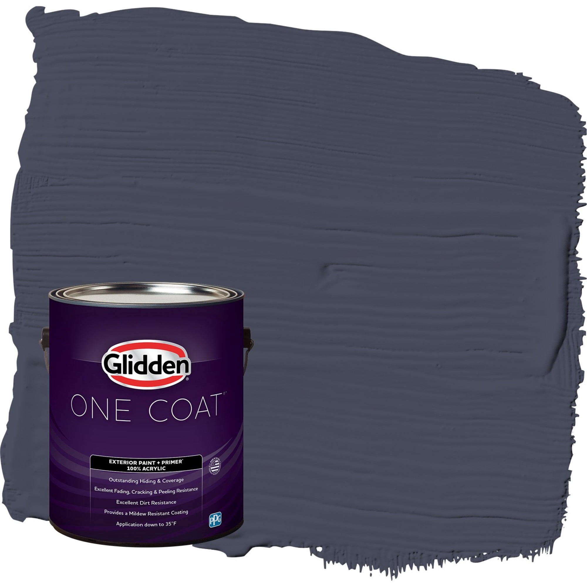 Glidden One Coat Black Flame / Purple Semi-Gloss Exterior Paint with Primer, 1 Gallon