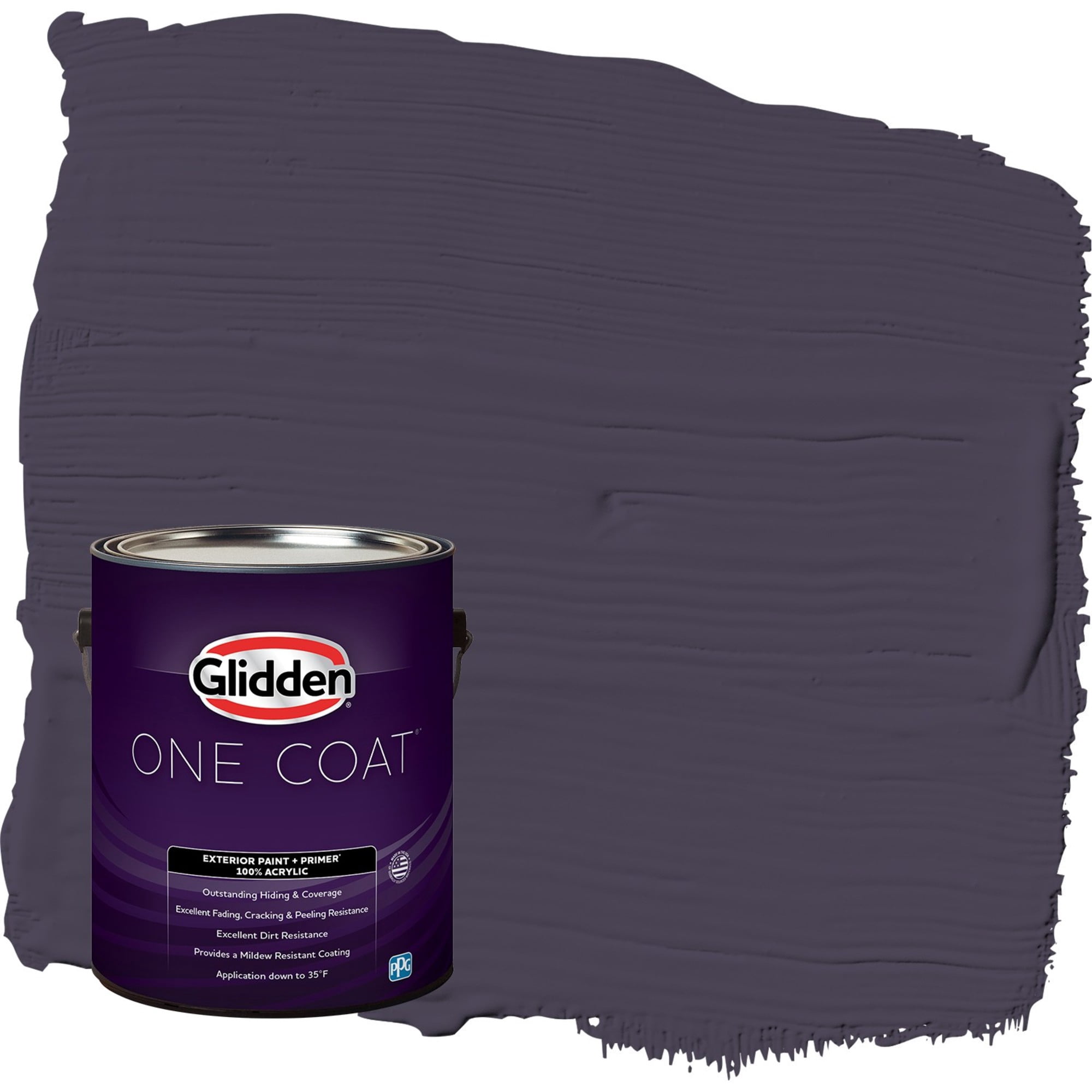 Glidden One Coat Blackberry / Purple Flat Exterior Paint with Primer, 1 Gallon
