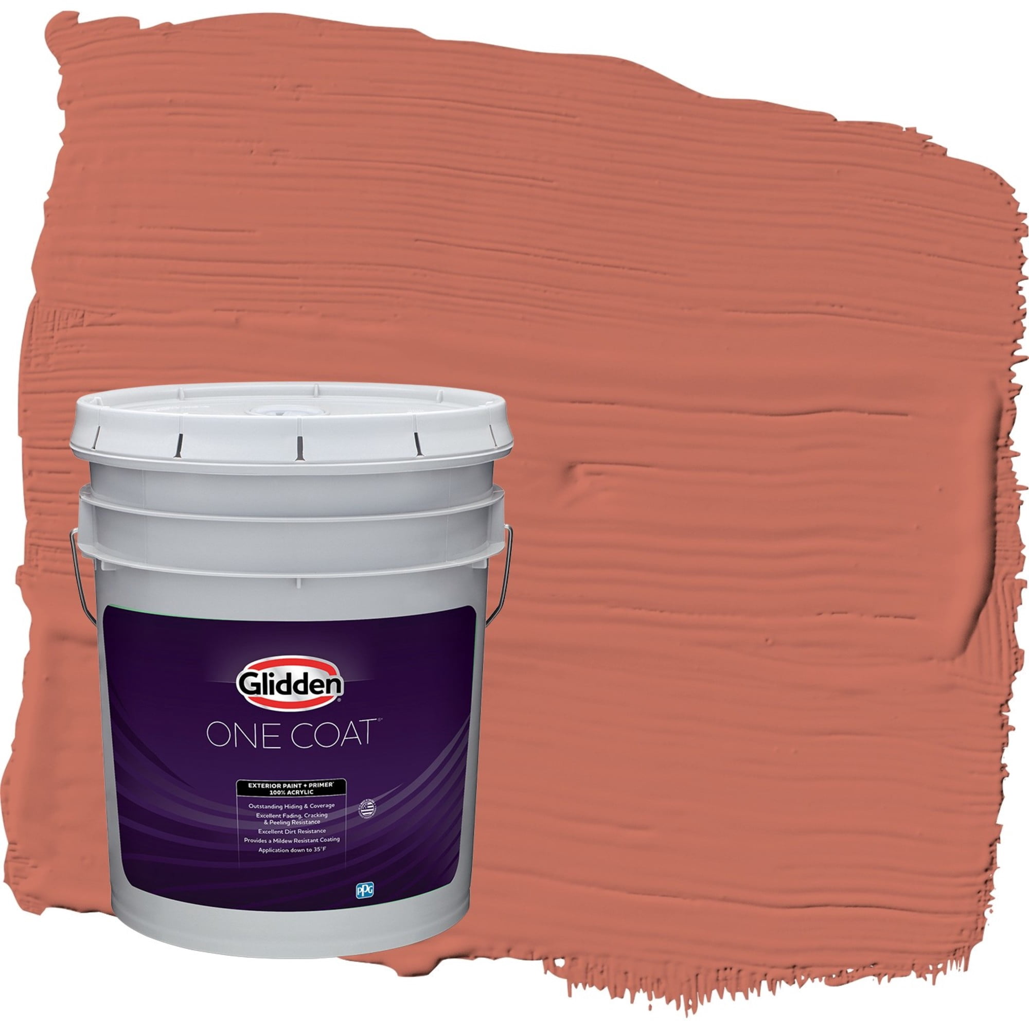 Glidden One Coat Cajun Spice / Orange Semi-Gloss Exterior Paint with Primer, 5 Gallon