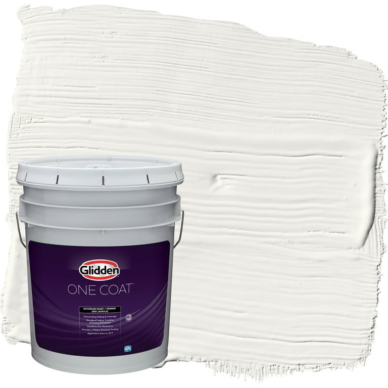 Glidden Exterior Paint + Primer: White/White, One Coat, Semi-Gloss