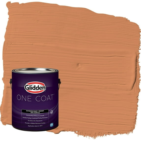 Glidden One Coat Georgian Leather / Orange Flat Exterior Paint with Primer, 1 Gallon