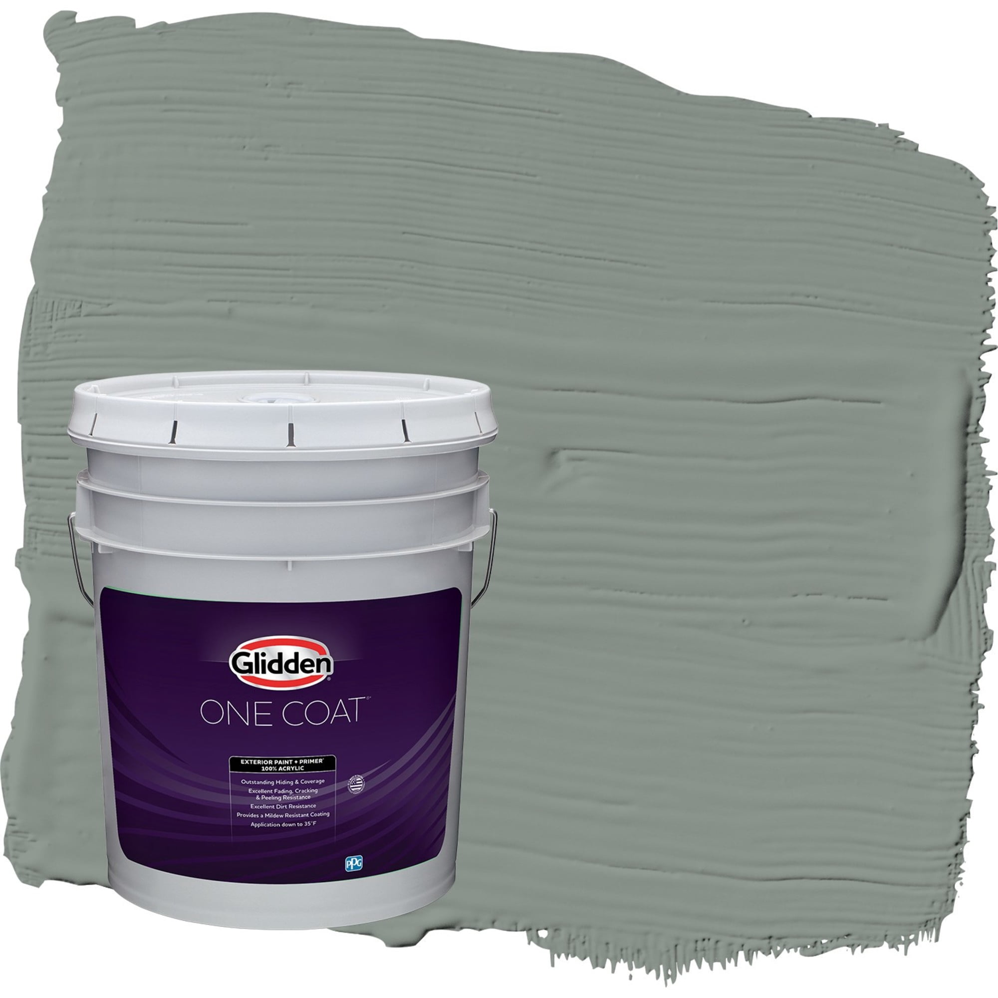 Glidden One Coat Gray Heron / Grey Satin Exterior Paint with Primer, 5 Gallon