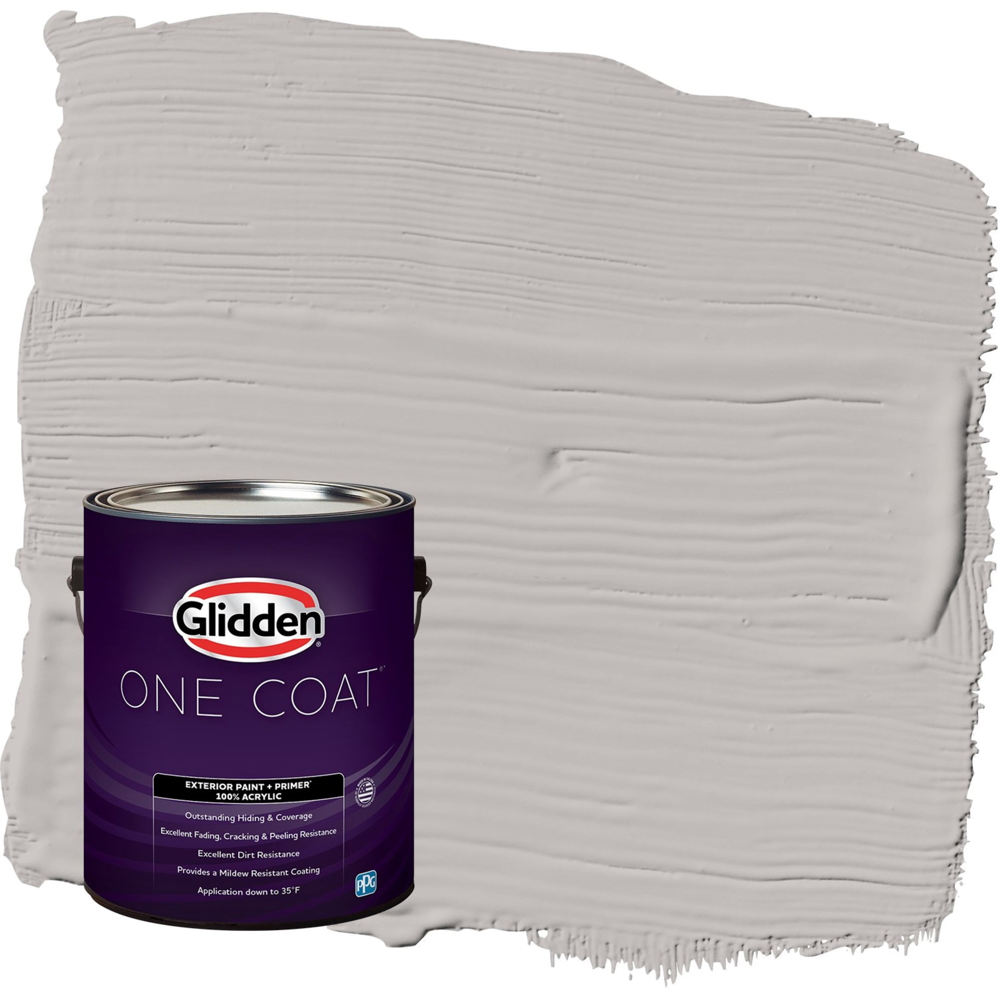 Glidden One Coat Gray Shadows / Grey Satin Exterior Paint with Primer, 1 Gallon