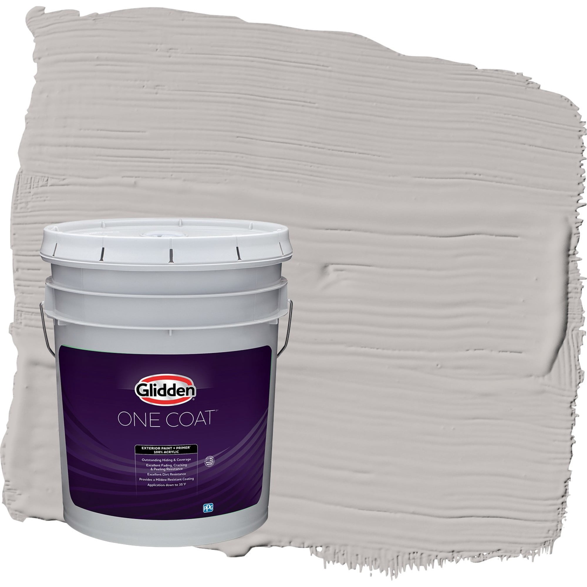 Glidden One Coat Gray Shadows / Grey Satin Exterior Paint with Primer, 5 Gallon