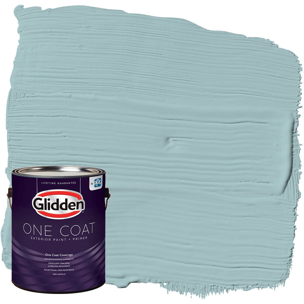Glidden One Coat Exterior Paint + Primer Lazy River / Blue, Satin, 1 Gallon