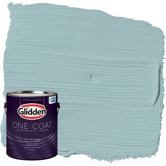 Glidden One Coat Exterior Paint + Primer Lazy River / Blue, Semi-Gloss, 1 Gallon