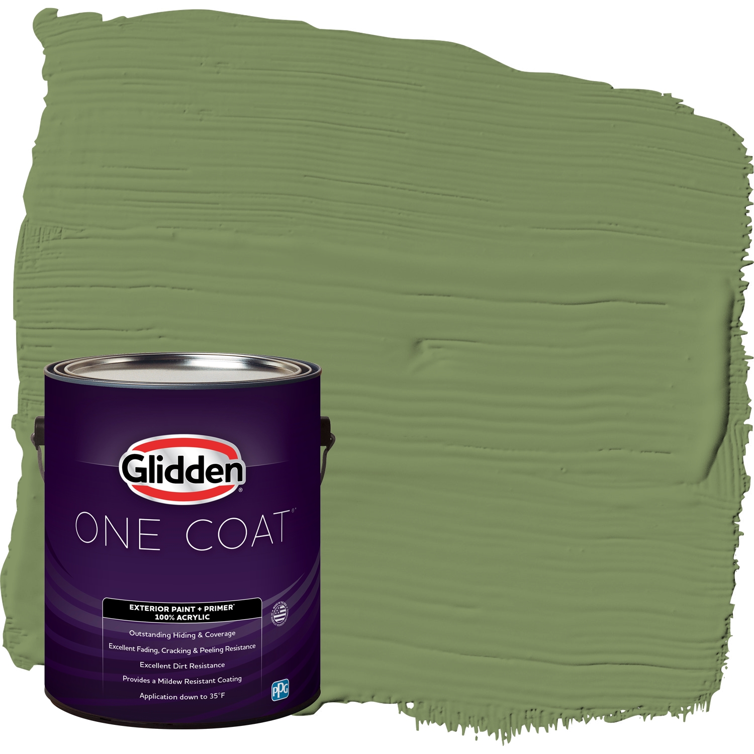 Glidden One Coat Exterior Paint + Primer Moss Point Green / Green, Flat