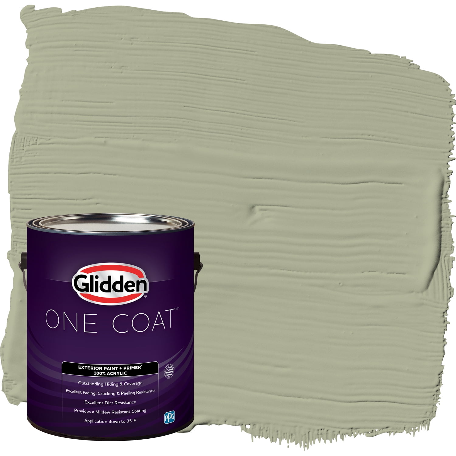 Glidden One Coat Exterior Paint + Primer Olive Sprig / Green, Flat, 1