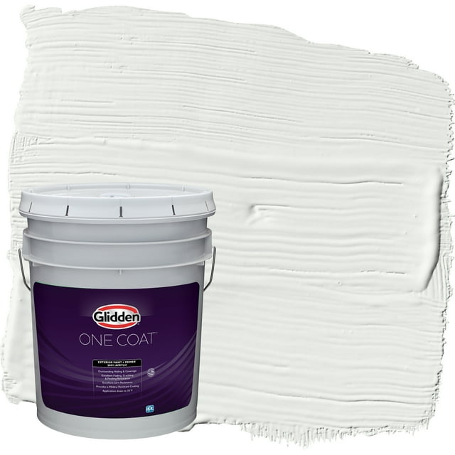 Glidden One Coat Exterior Paint + Primer Pacific Pearl / Off-White, Semi-Gloss, 5 Gallons