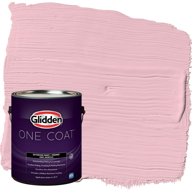 Glidden One Coat Exterior Paint + Primer Rose Melody / Pink, Semi-Gloss, 1 Gallon